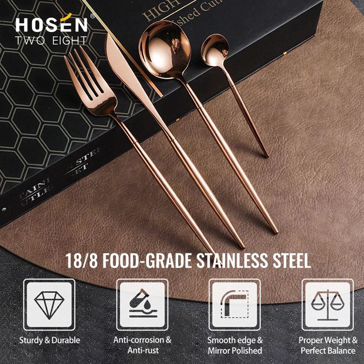 Wholesale Luxury Gold Knife Sets Stainless Steel Gold Spoon Set Gold Plated 72Pcs Cutlery Set With Gift Box