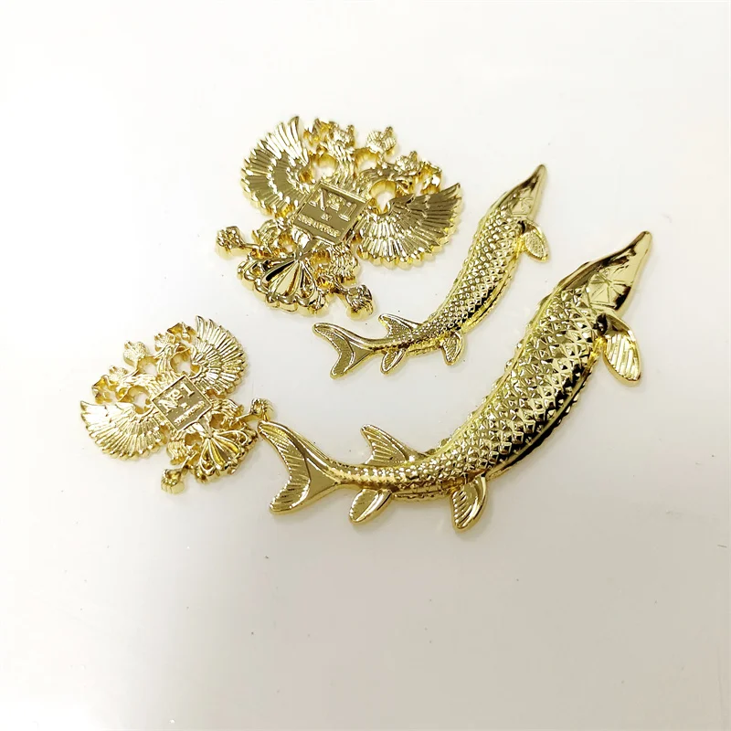 Wholesale Custom Gold Metallic 3D Logo Label Die Casting Emboss Metal Sticker for Sports Accessories for Handbags and Caviar