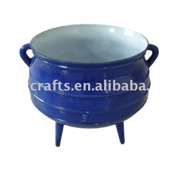 size 3 cast iron blue/red/black glossy enamel South African potjie pot