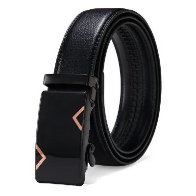 E303  Wholesale Black Fuax Leather Belts Waistband Gift Metallic Buckle Adjustable Automatic Belt For man