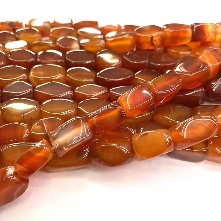 Hot Selling High Quality 10_14mm Natural Stone Beads Red Faceted Octagonal Agate  For DIY Bracelet Jewelry Making