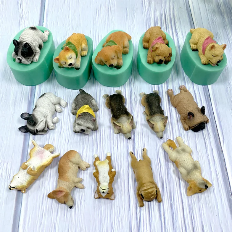 Puppy Shape Silicone Mold Cake Decoration Corgi Bulldog Chocolate Ice Tray Plaster Silicone Resin Mold for DIY baking and crafts