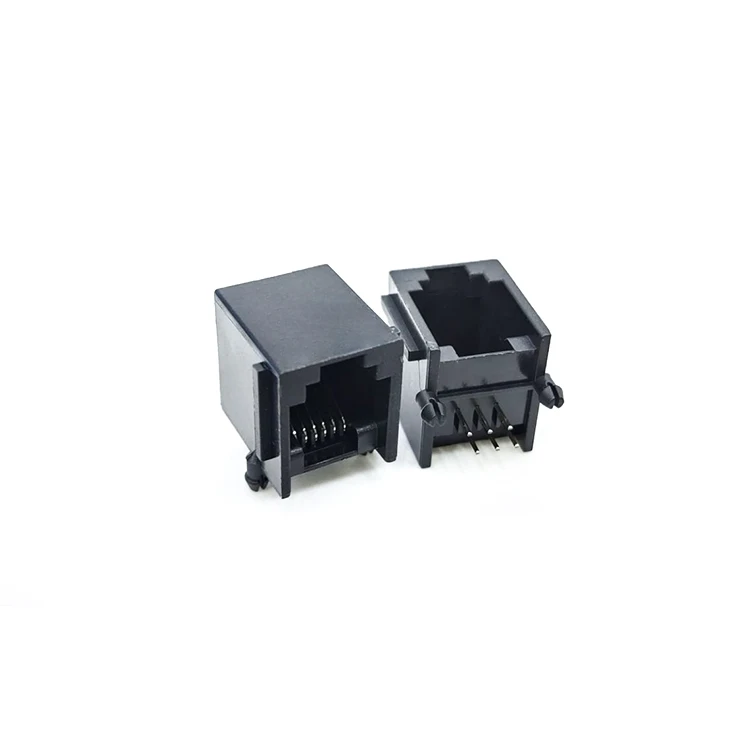 RJ11 connector all plastic black without filter Single port tab up rj11 6P6C female connector network connector