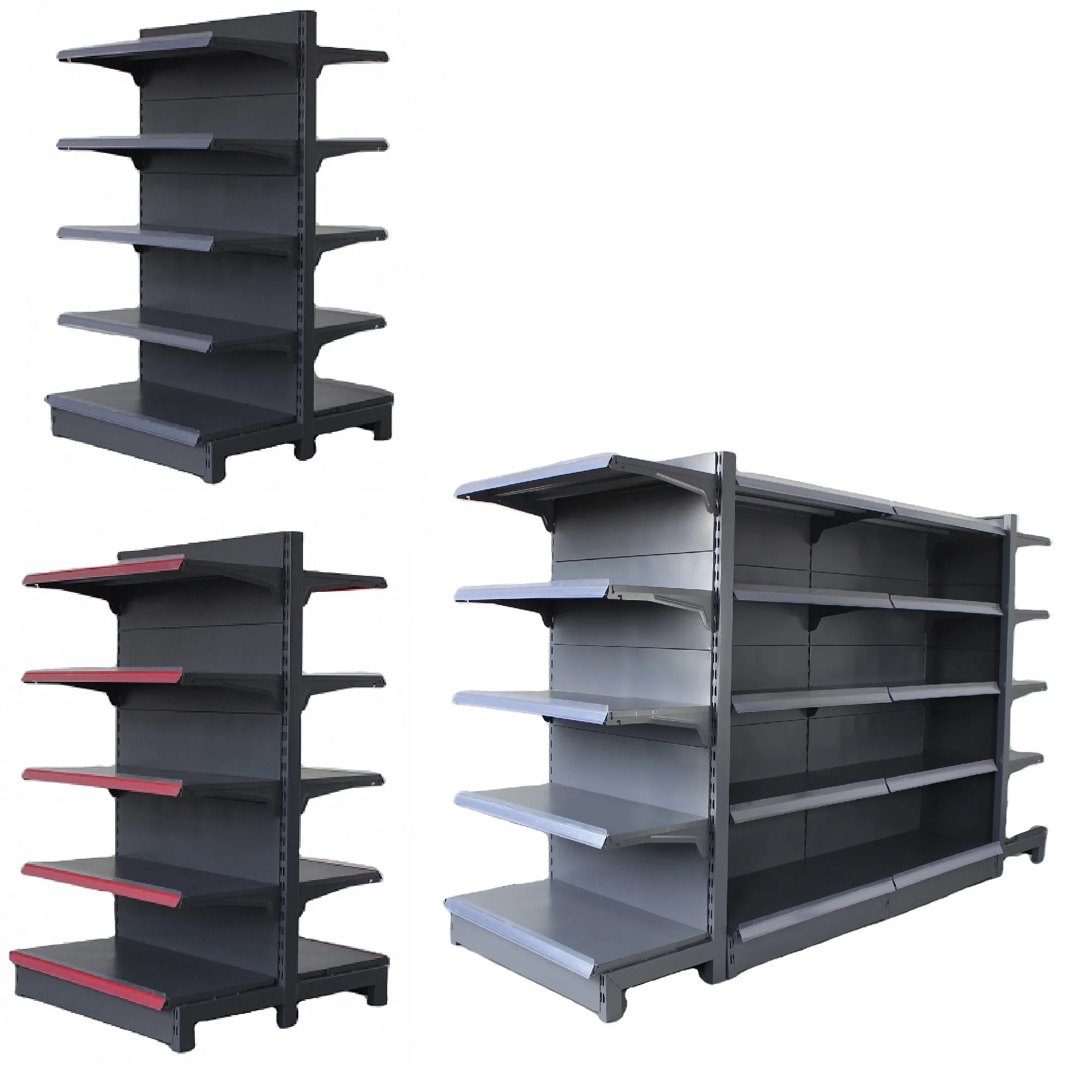 High quality multi-style shelf metal double/single sided gondola shelves factory price multi layers steel supermarket shelf