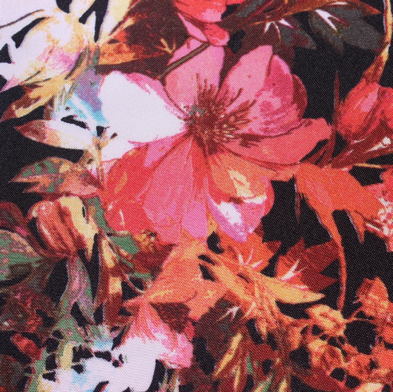 Floral Pattern Printed Polyester 300D DTY Oxford for curtain uniform