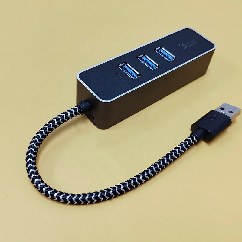 Aluminum 3 Port USB 3.0 Hub with RJ45 1000 Gigabit Ethernet Adapter Converter LAN Wired USB Network Adapter for Ultrabooks