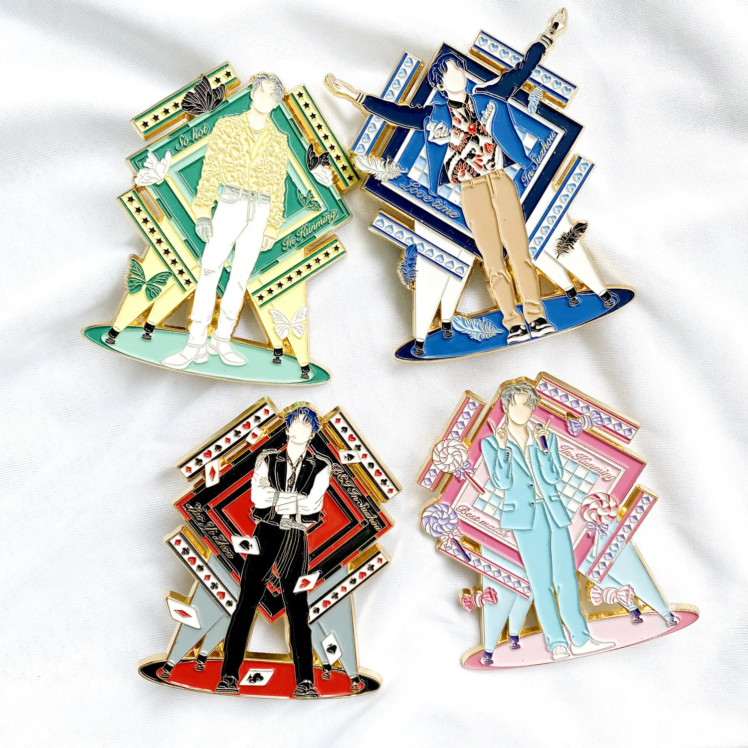 Hot Designs Factory Customized Metal Crafts Gold Plated With Glitter Soft Enamel Pin A Series Of  Star Style Lapel Pins