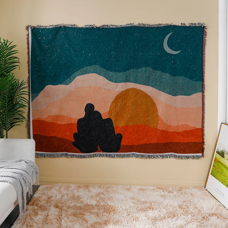 hign quality queen size woven tapestry 100%polyester sublimation printed throw blankets