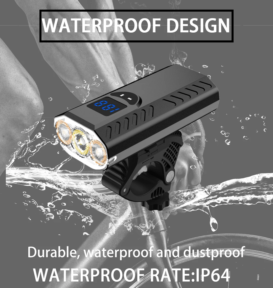 1200 Lumens 5 Modes Aluminum Alloy Bike Light Waterproof IP64 Rechargeable Front Led Bicycle Light