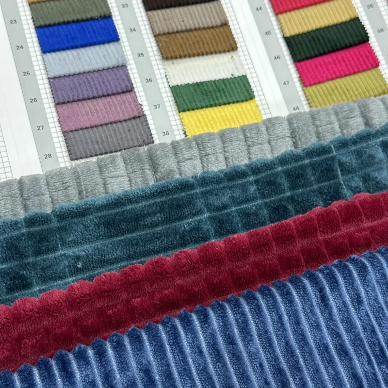Color card ripstop 100%cotton corduroy velvet fabric polyester spandex fabric winter warmth fabric custom color for coats