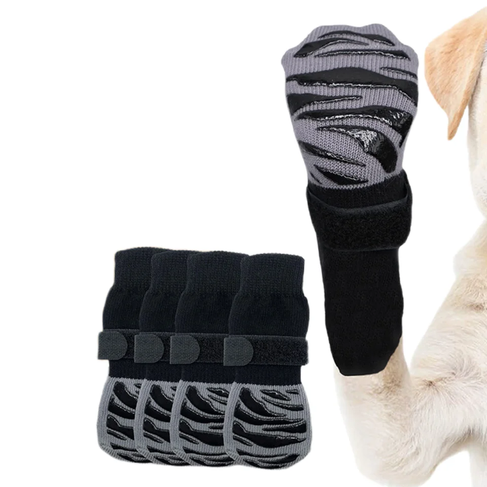 New release adjustable pet cat and dog cotton socks shoes 4 sets outdoor non-slip pet shoes and socks suitable for dogs and cats