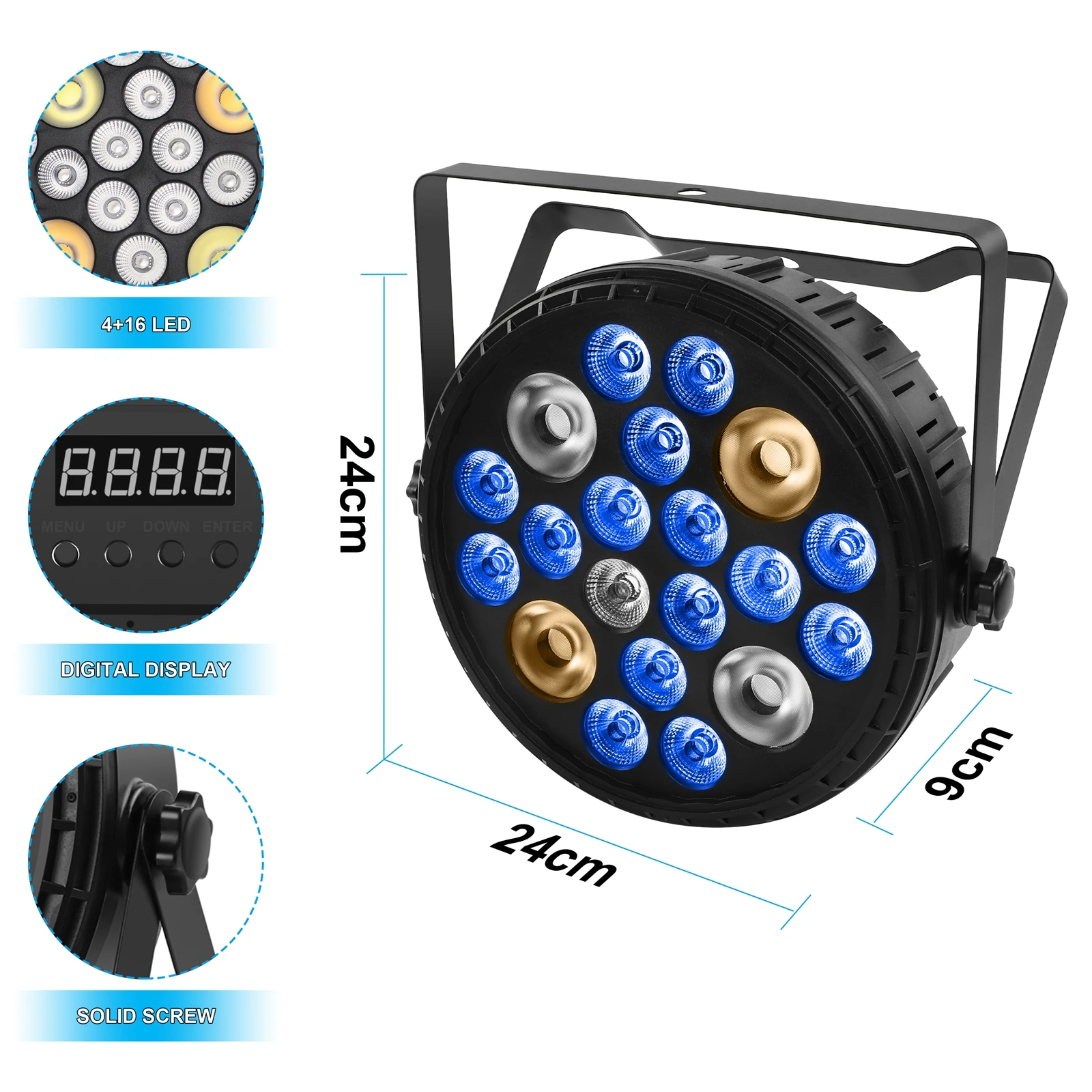 4pcs WA LEDs + 16pcs RGBUV LEDs Lighting Effect Par Light with Remote Control Stage Light DMX512