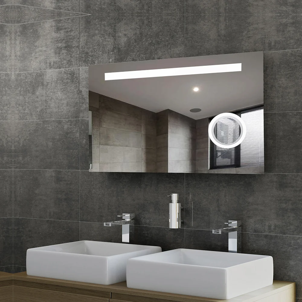 Smart LED mirror light Customized round or square bathroom 5x 7x hotel led magnifying mirror with light for hotel lighting