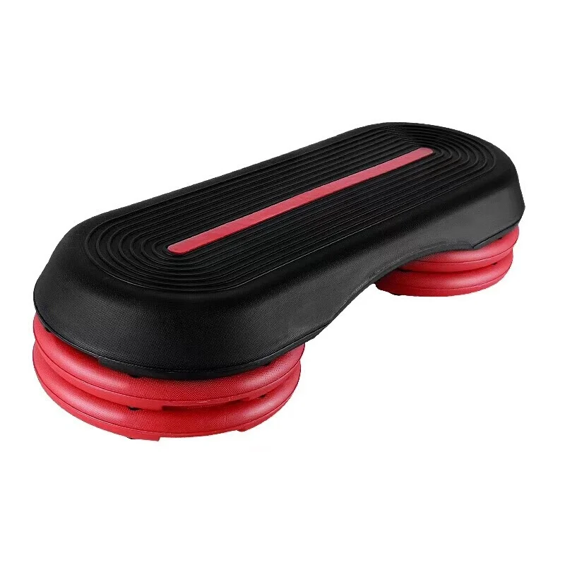Home gym has step aerobic fitness equipment, adjustable exercise step board