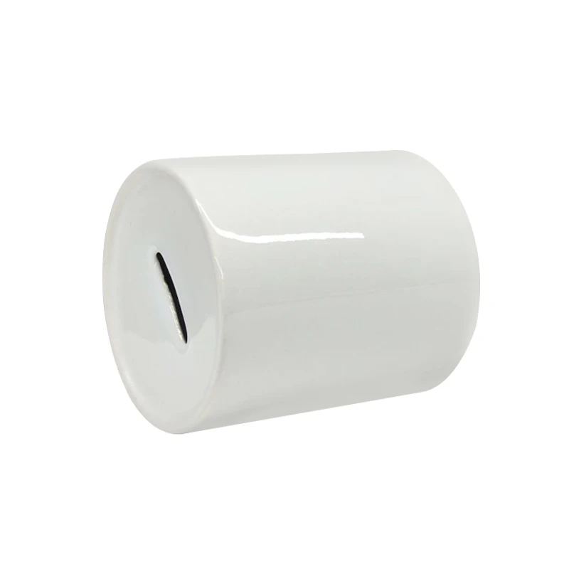 Manufacturer Wholesale personalized  White Cylinder Ceramic Money Box