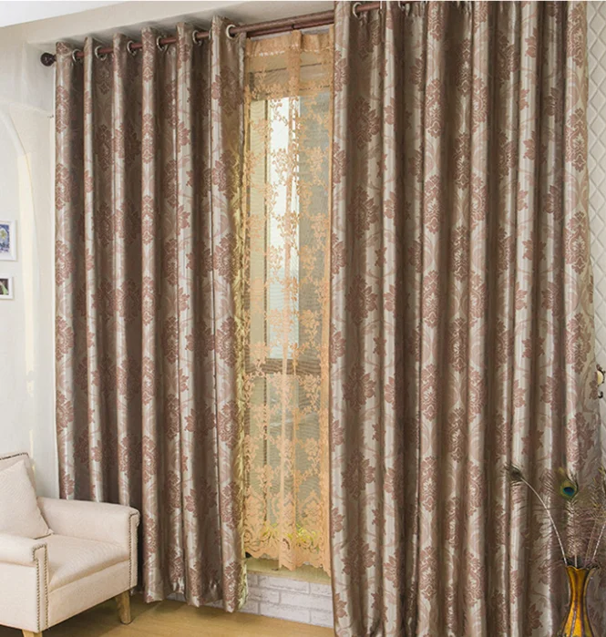 Room Darkening Window Curtains Thermal Insulated Light Blocking Drape Top Grommet Jacquard Blackout Living Room 100% Polyester