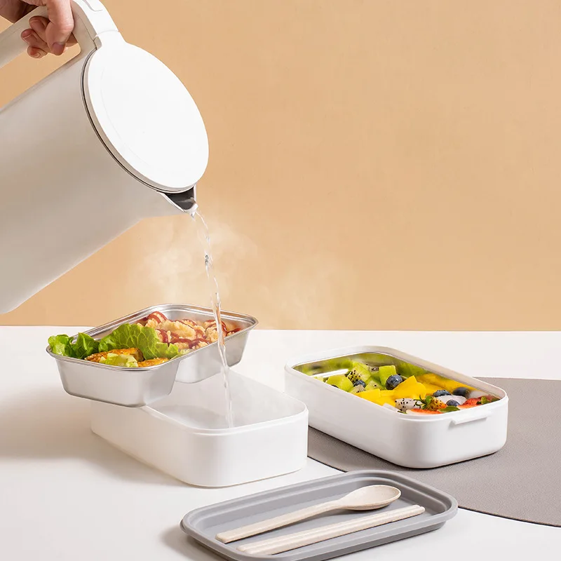 2025 Friendly Stainless Steel Kids Leakproof Insulation 2 layers Food Warmer Thermos Lunch Box Enfant Bento Containers2025