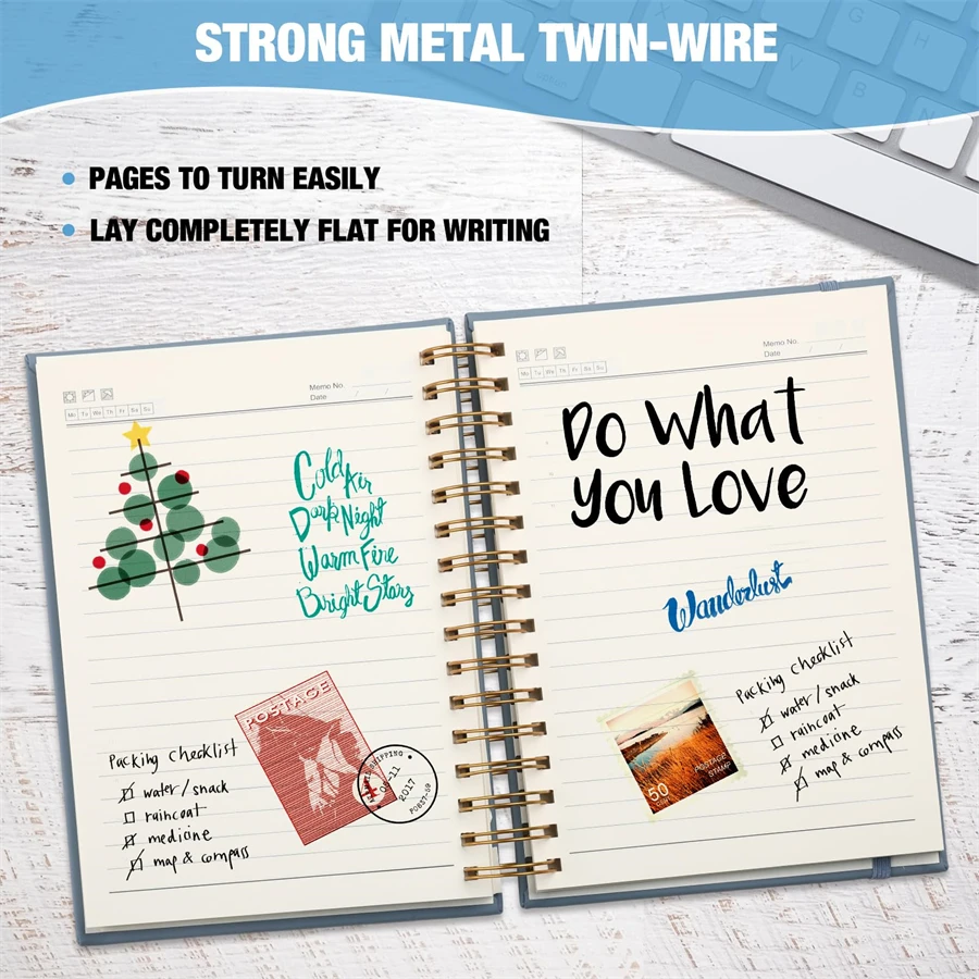 Hardcover 300Pages Lined Spiral Planner Double Wire B5 College Ruled Journal Notebook With 100 GSM Thick Paper