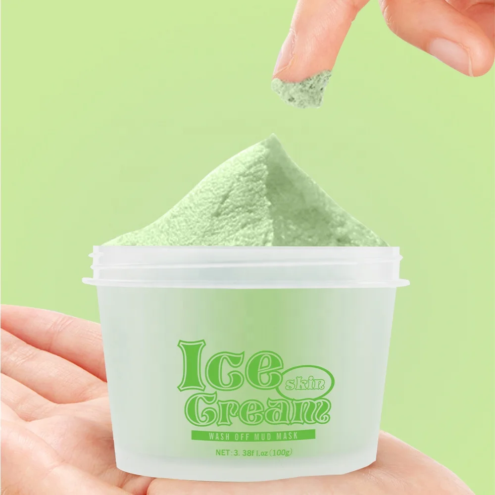 wash off mud facial mask skin fruit ice cream mask matcha tea milk fruit face clay mask