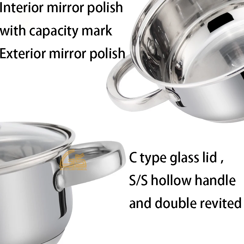 Kitchenware Household Customized Metal Cookware Sets 3ply Stainless Steel Cheap Non Stick Cooking Pots Non-stick
