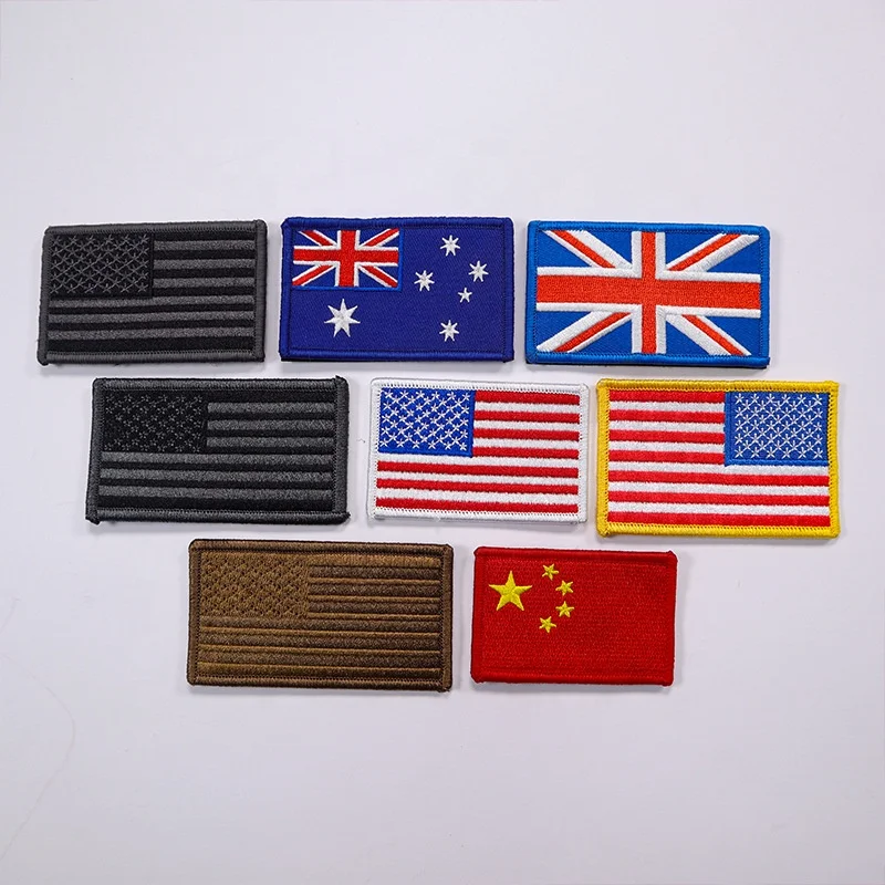 Embroidery Design Ukraine Patches Country Flag Custom Hook And Loop American Flag Patches Iron On