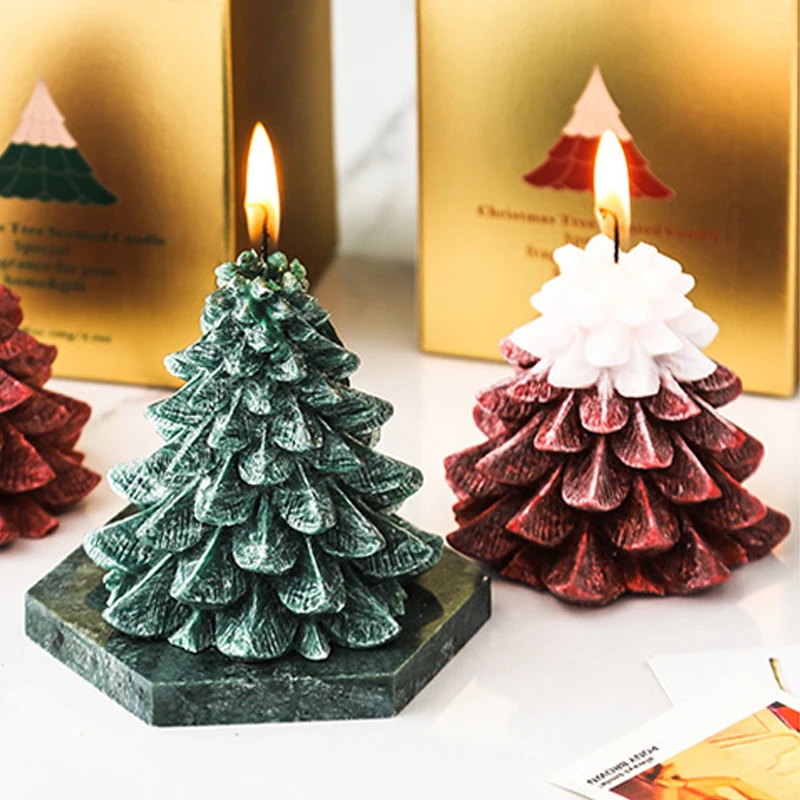 Handmade Christmas Tree Shaped Scented Candle Custom Home Decor Fragrance Candles