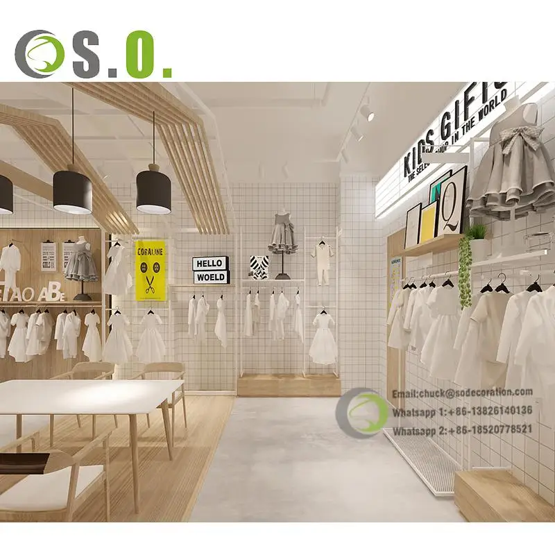 Kids Clothing Store Interior Design Fashion Display Rack Baby Shop Design, Retail Children Clothing Store Furniture