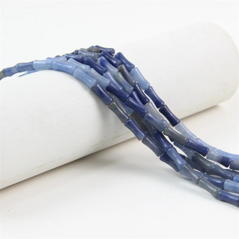 Natural Blue  Aventurine Beads 5x12mm Bamboo Joint Cube Of Loose Beads  For Jewelry Making Natural Stone Beads