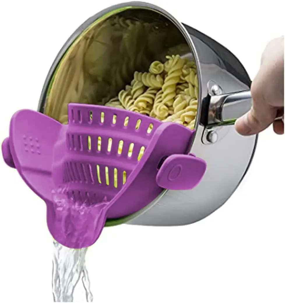 Silicone strainer snap clip drain side sticker pot clip on pasta clamping strainer silicone