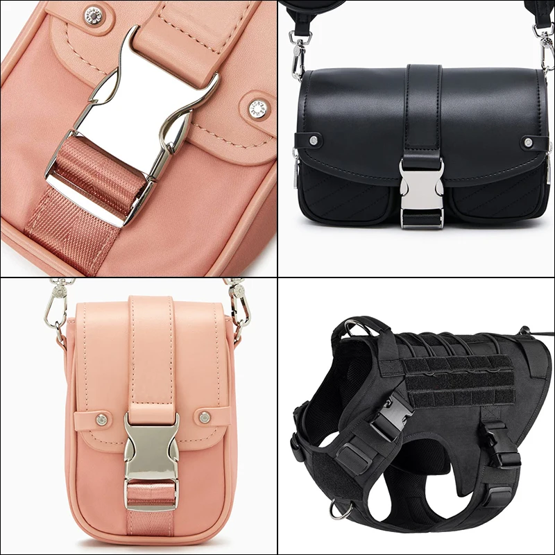 10mm 25mm 38mm Black Metal Adjustable Belt Quick Side Release Clip side  Buckle for Dog collar