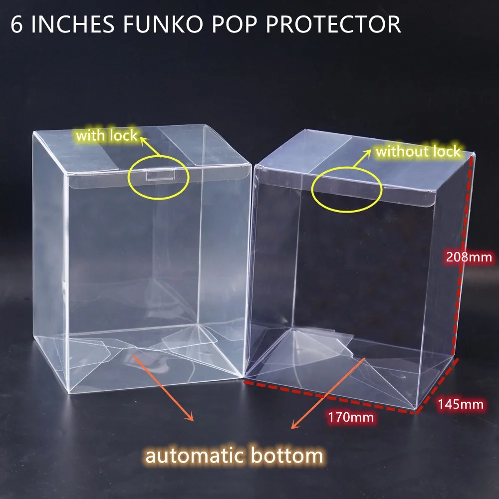Wholesale Custom 6 inches  Auto-bottom Clear Transparent Acid free Vinyl for  funko pop protector .5mm