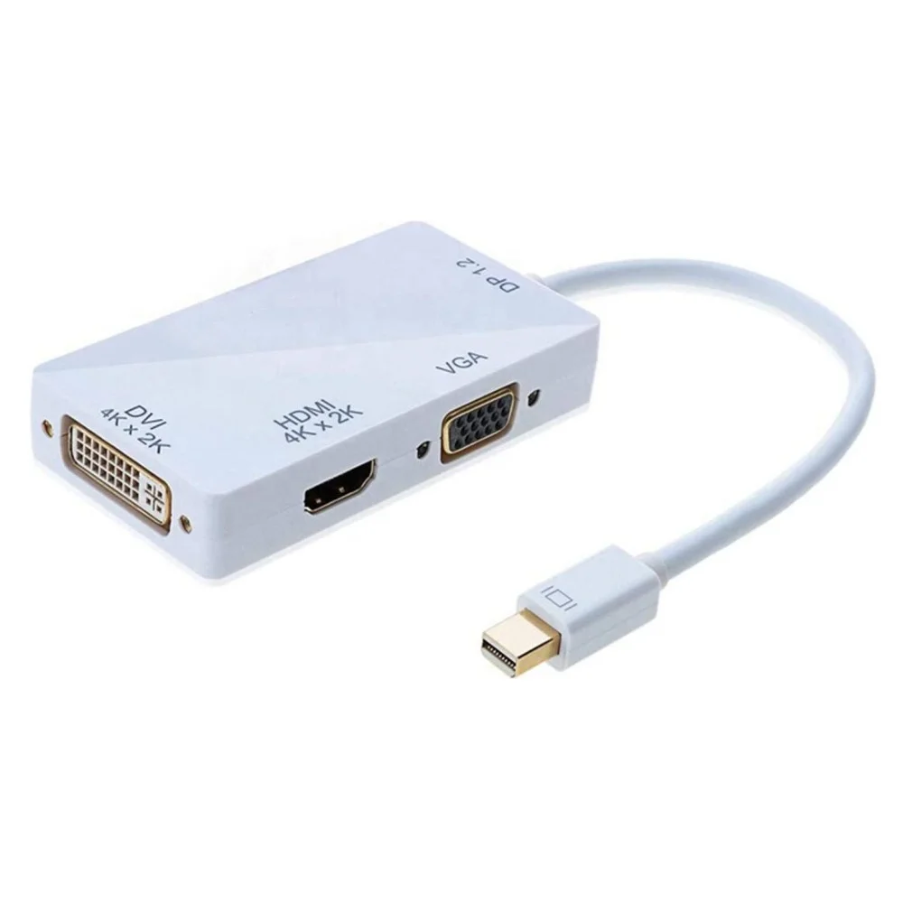 4K 3 in 1 Multi - Function Mini Displayport ( Thunderbolt Port Compatible ) to HDMI DVI VGA Cable Adapter Converter