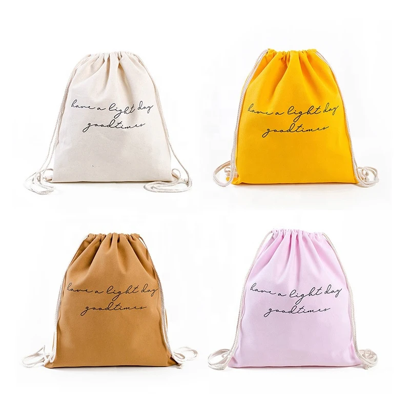 bolsa de cuerda custom logo  cotton canvas calico drawstring bag small