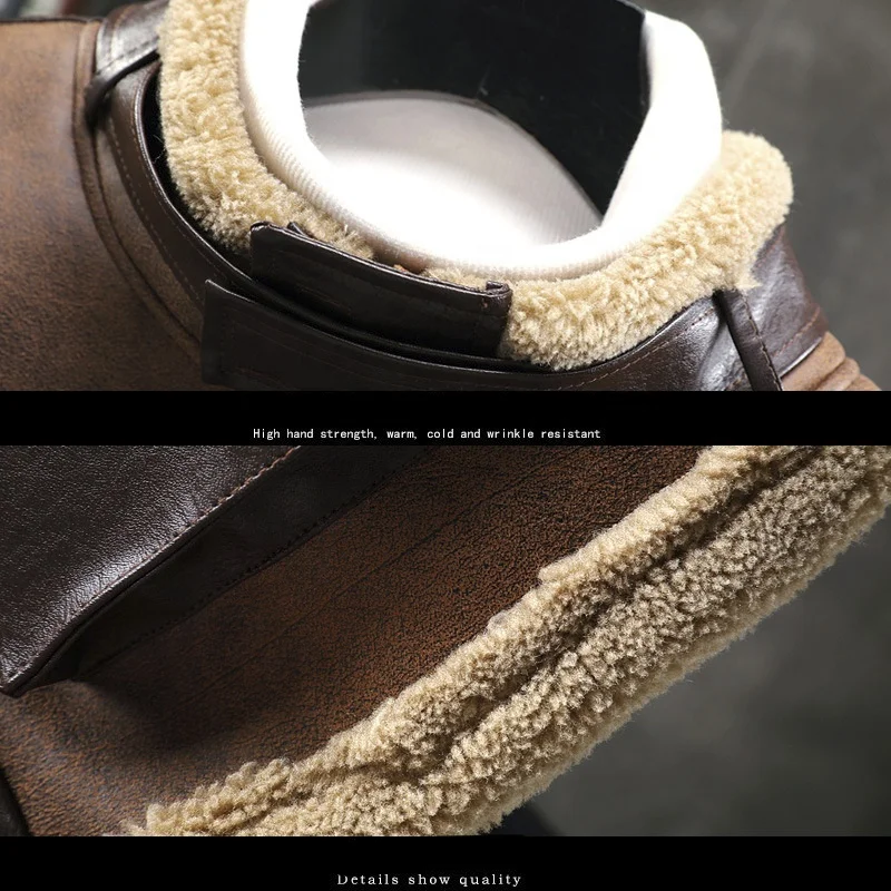 Winter Plus Size Mens Clothing chaqueta custom jacket for men with fur Thick Warm heavy weight Coat  men leather jacket with fur