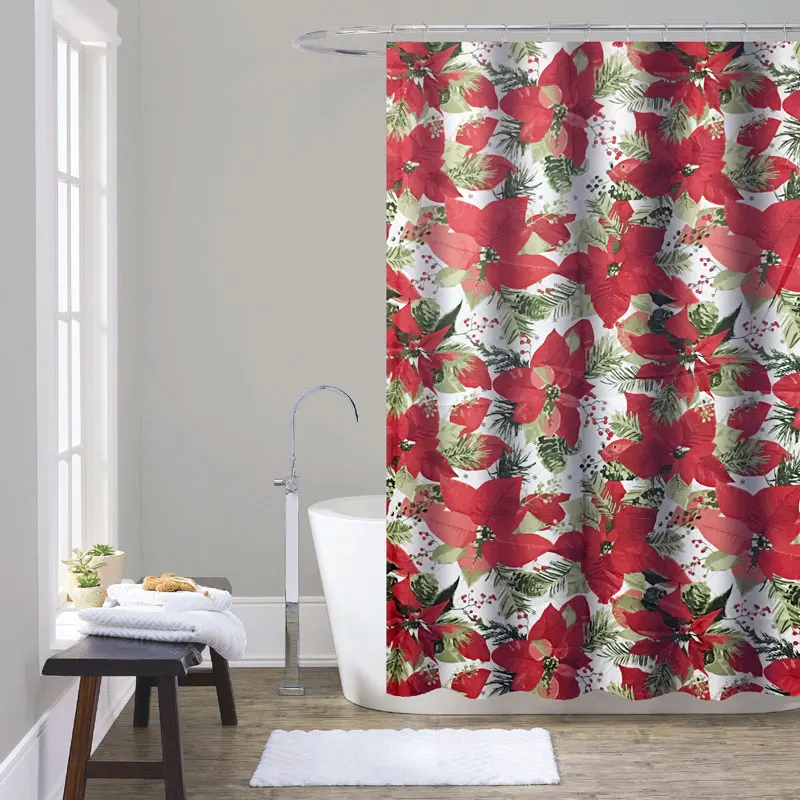 Bathroom Waterproof and Mildew-proof Christmas Shower Curtain Digital 3D Shower Curtain Printing Shower Curtain