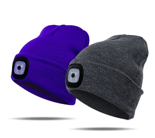 Custom Unisex Beanie with The Light Guy Gifts LED Beanie Hat with The Light rechargeable Flashlight Hat Headlamp Beanie