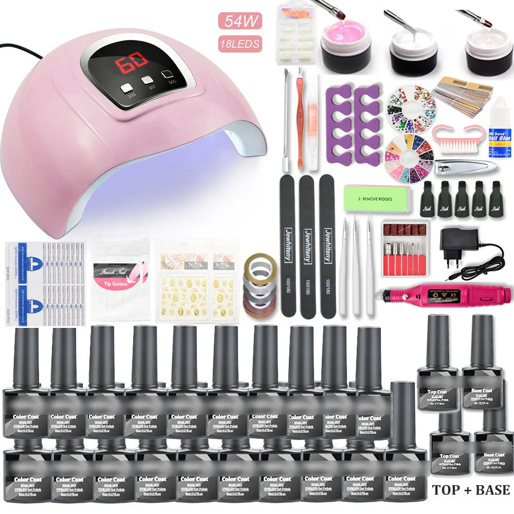 MEETNAIL Sample OEM Private Label 20 colors Soak Off Uv Nail Gel Polish set Top Coat LED Lamp