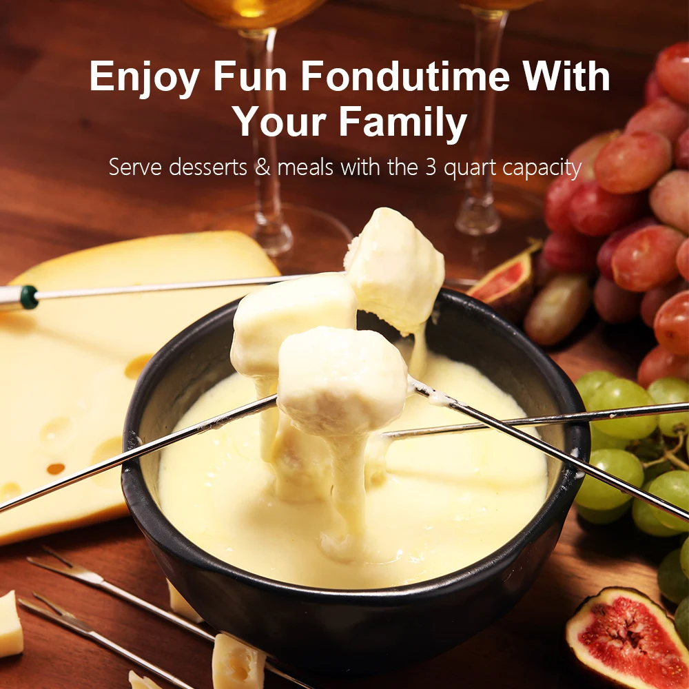 Family party First choice Electric Fondue Pot with 8 Forks Chocolate cheese Fondue melting pot