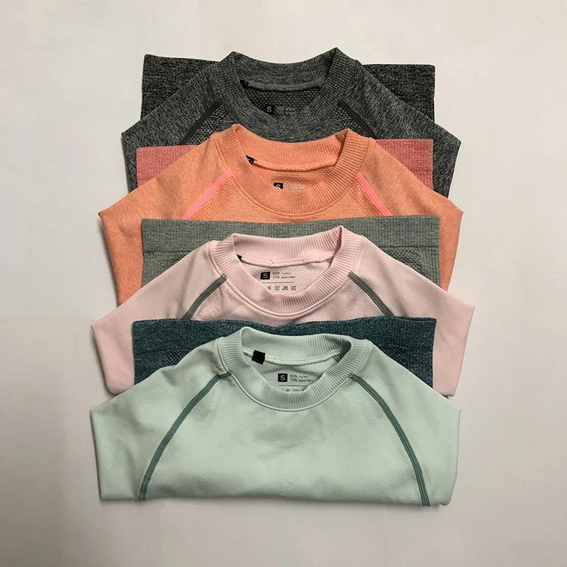 Women Yoga Set Gym Clothing Ombre Seamless Gradient Leggings Long sleeve Top Workout Sport Suit Women Fitness Set Active Wear