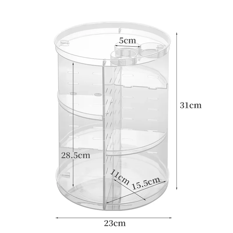 Transparent 360 Rotating Plastic Cosmetic Storage Box Desktop Tabletop Makeup Organizer Display Case Ready 5kg Jewelry Toys