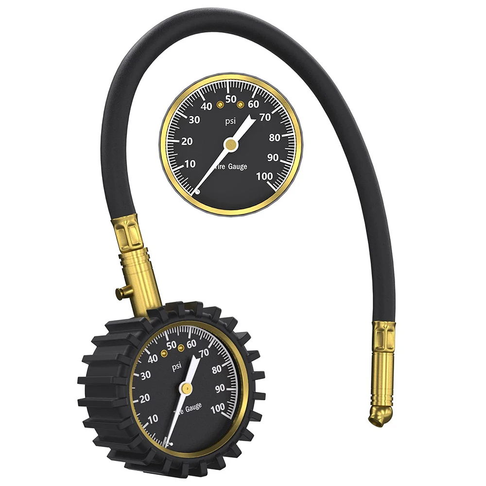 Манометр для автомобильных шин, прибор для измерения давления в шинах внедорожников, с циферблатом и гибким патроном