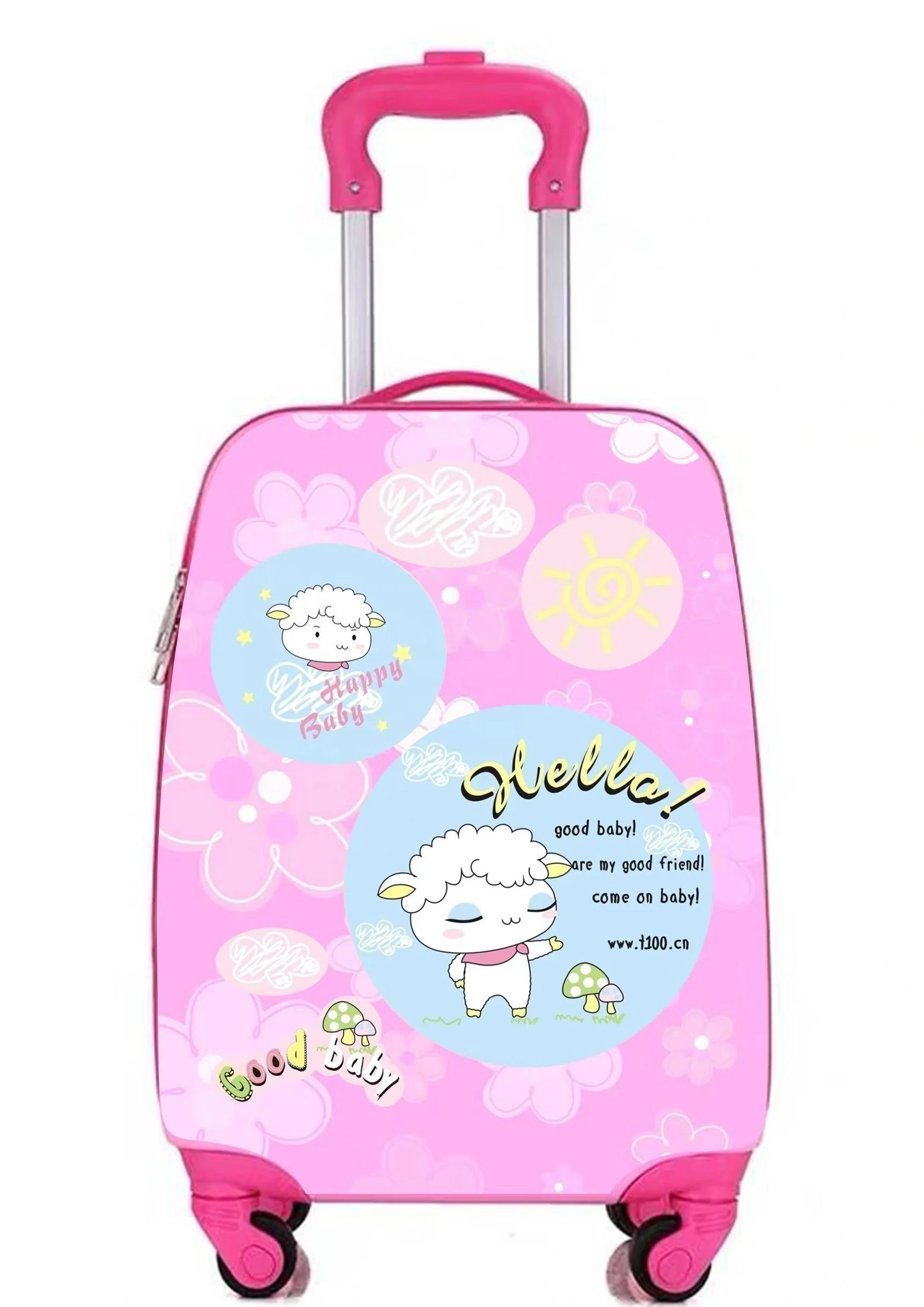 Hot Selling Cheap ABS PC Children Cute Cartoon Character Suitcase Wholesale OEM Custom 16 Inch Printing Hard Shell Kids Luggage