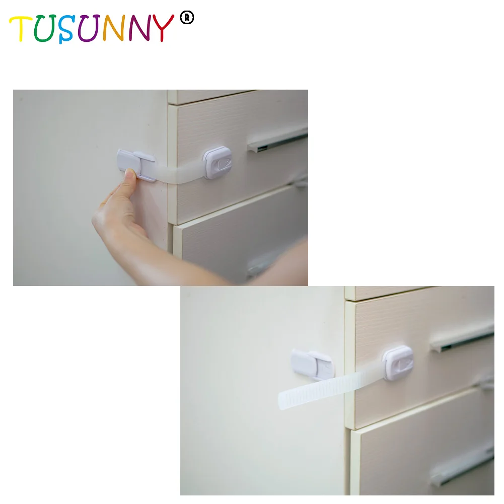 6pcs Pack Child Proof Safety Locks baby Proof Cabinet Locks with Adhesive Adjustable Strap Latches to Drawer Fridge Toilet
