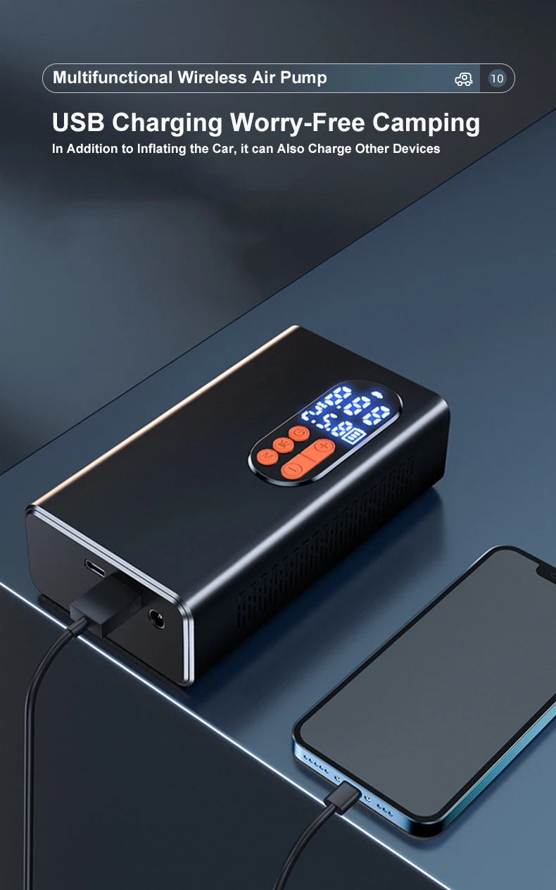 Cordless Wireless Portable Multi-Function Air Pump for Car Tires