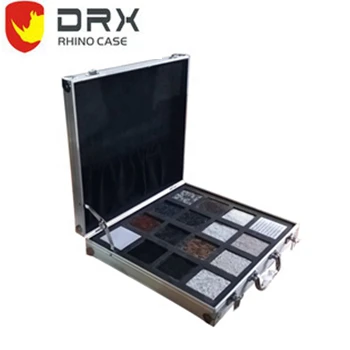 Everest customized size marble quartz granite aluminum stone sample display box