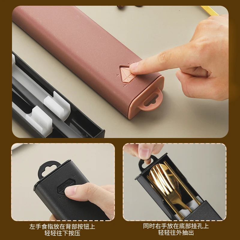 Hot Selling Student 3 Pieces Portable Cutlery Set Outdoor Travel Fork Spoon Chopsticks Set