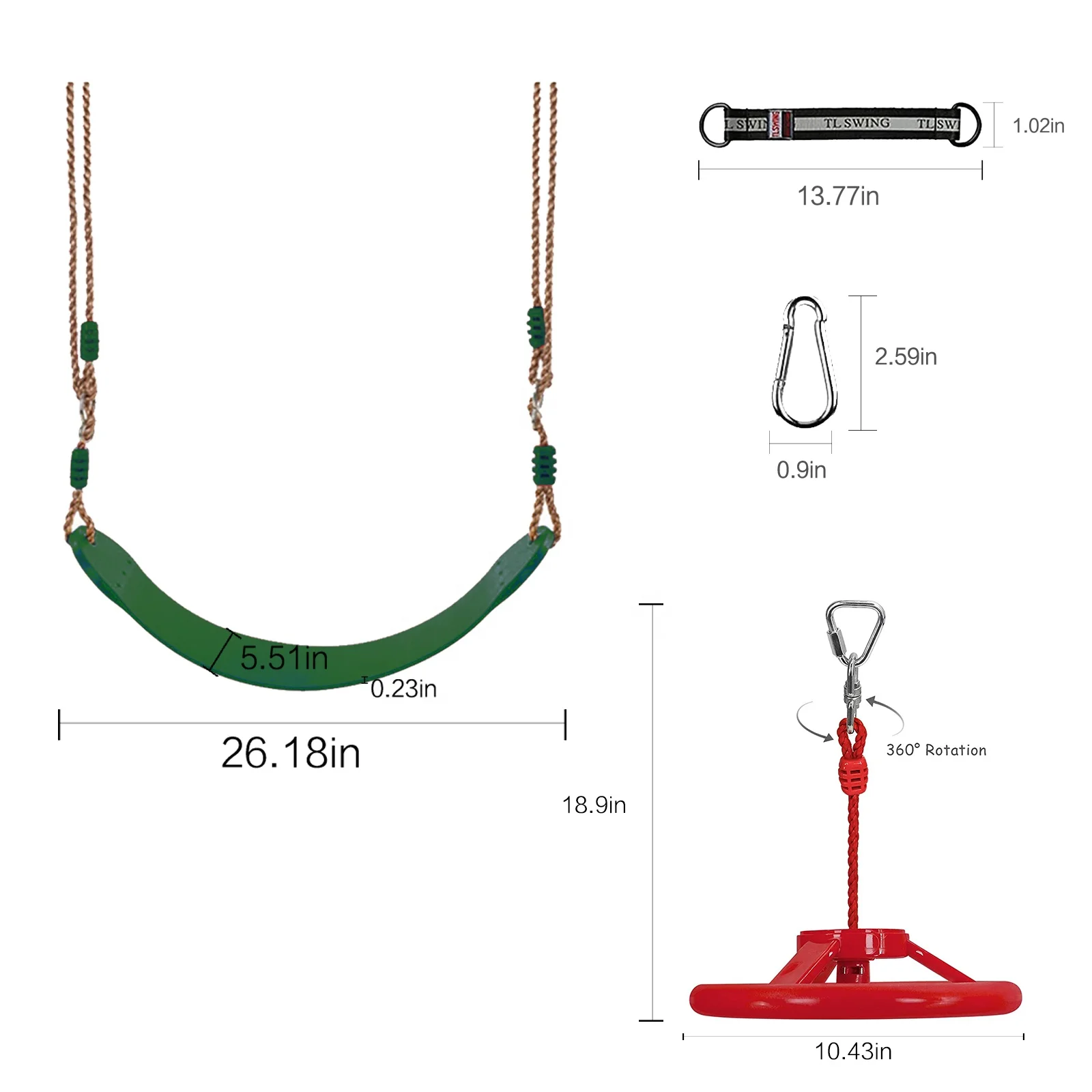 Factory Hot Sales Swings Seats Heavy Duty With Chain Swing Wheel Obstacle for Kids Jungle Gyms Hanging Monkey Wheel for Outdoor