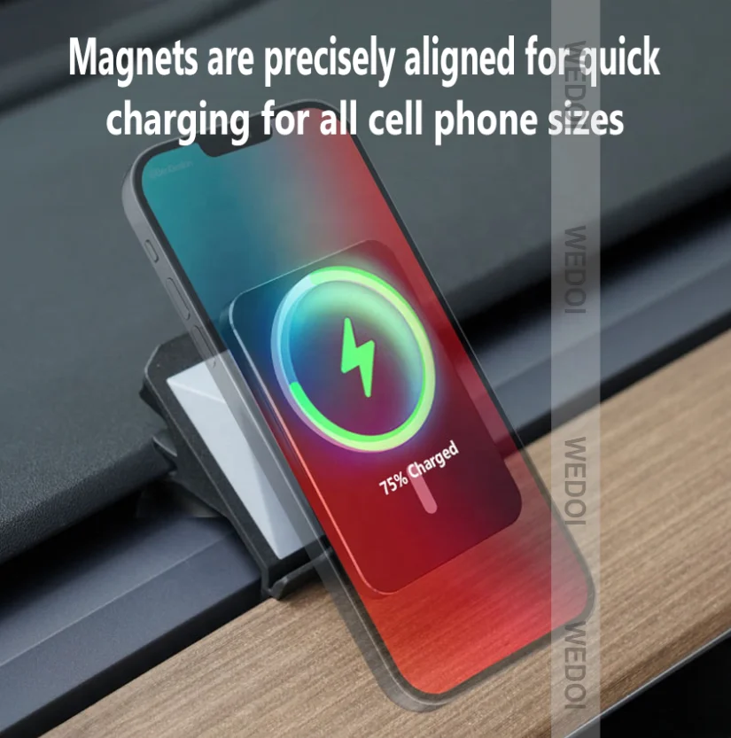 New Invention Car Phone Holder for Tesla Car Wireless Charger Mount Stable Magnet Mini Black OEM Magnetic Universal ABS