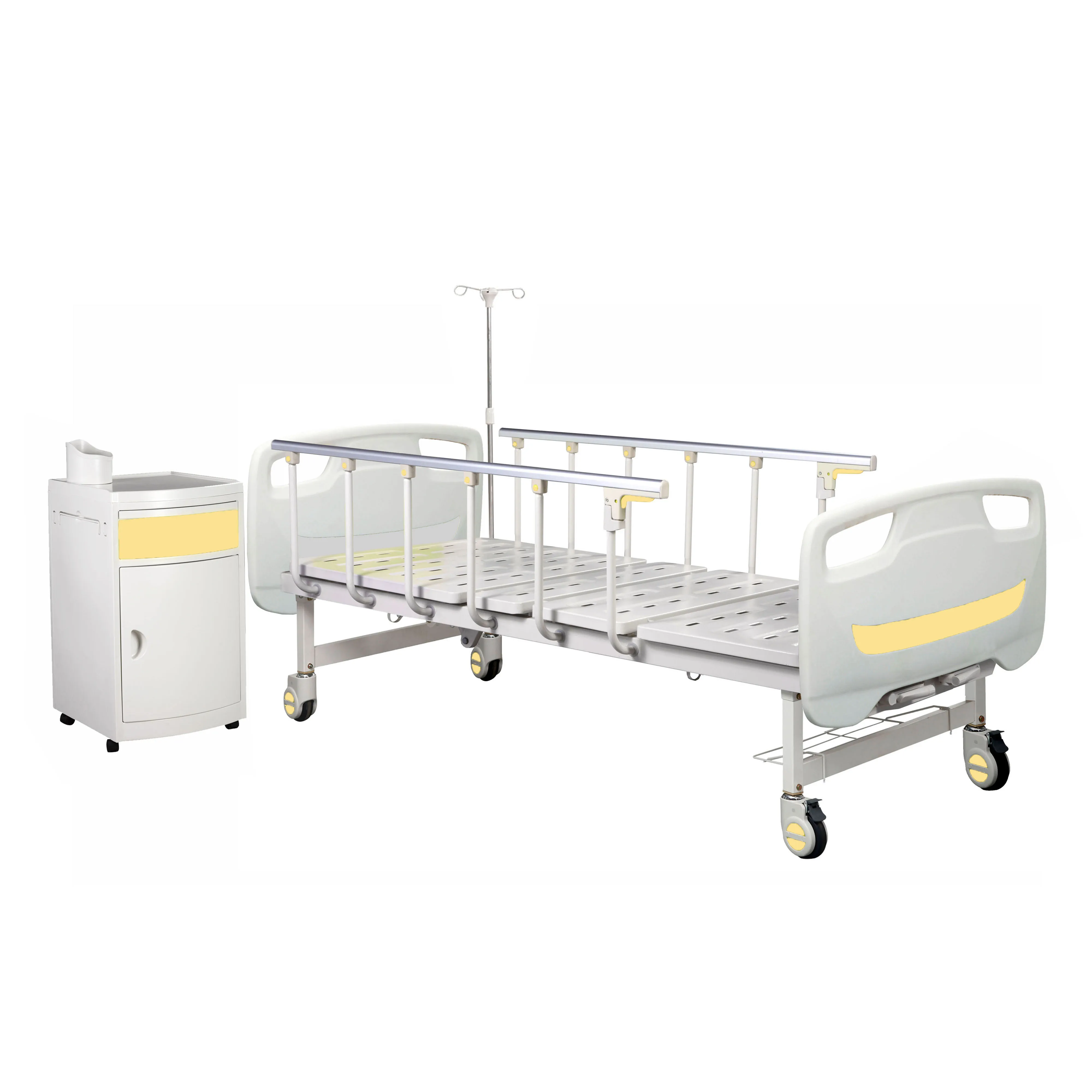 
Factory Direct Sale Medical Nursing Home Care Bed Hospital Bed ABS Single Rocking Double Crank Manual Treatment Bed 