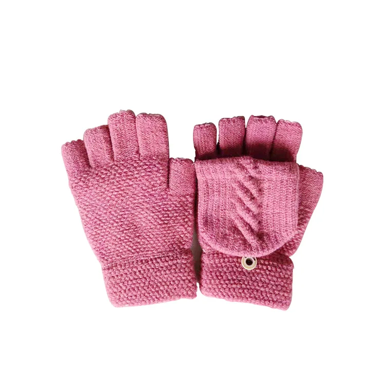 Winter Warm Yarn With Mitten Cover Knit Convertible Fingerless Glove